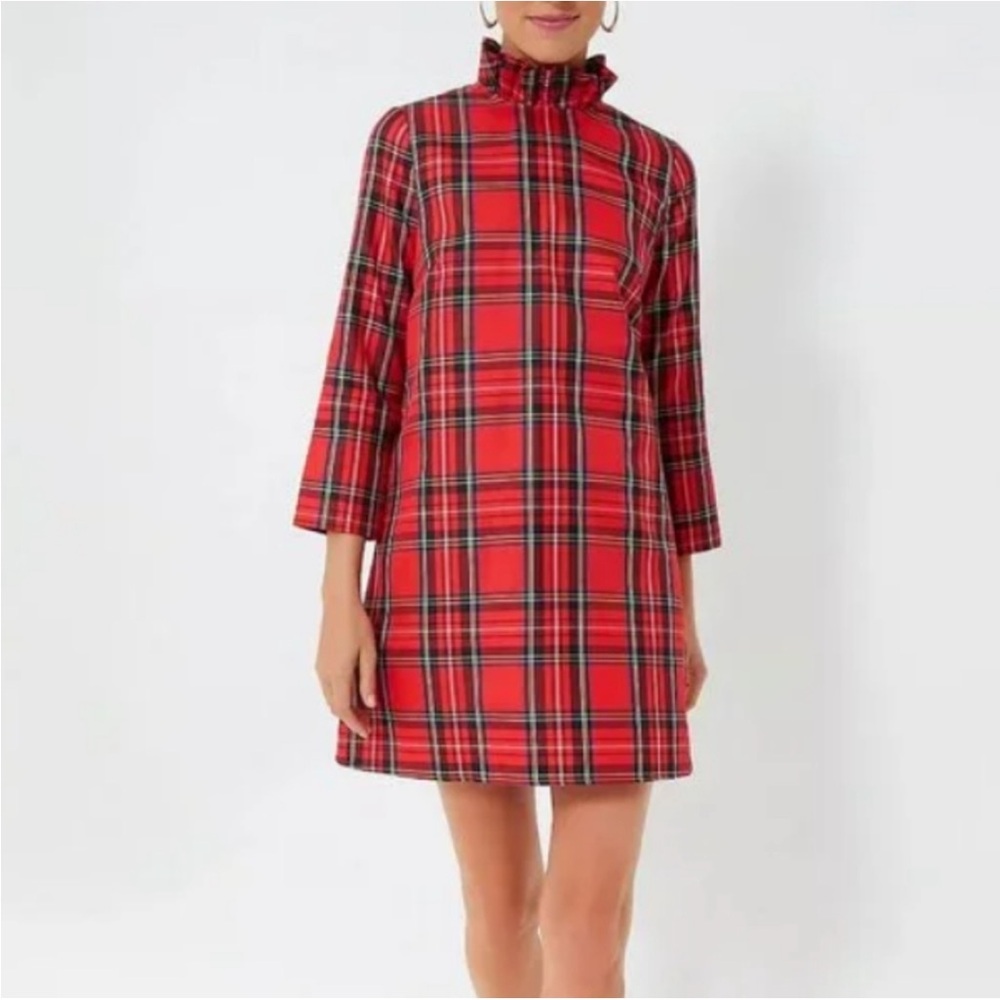 Tuckernuck Daphne Dress in Royal Stewart Red Tartan Plaid with Bow XS